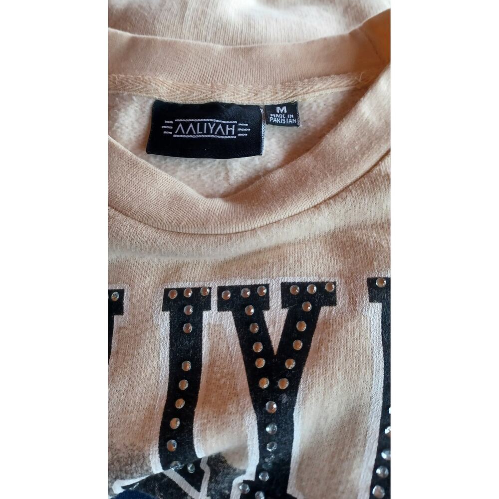 Women's Aaliyah Graphic Crewneck Sweatshirt  Size Medium, Beige/Tan, Long Sleeve - Picture 6 of 8